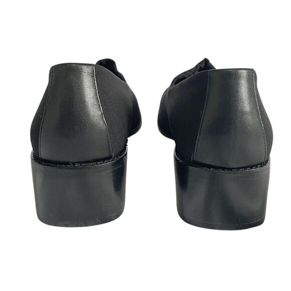 DONALD J PLINER BLACK MICROFIBER SQUARE TOE BLACK HEEL SLIP ON SHOES - 9 - Picture 3 of 7